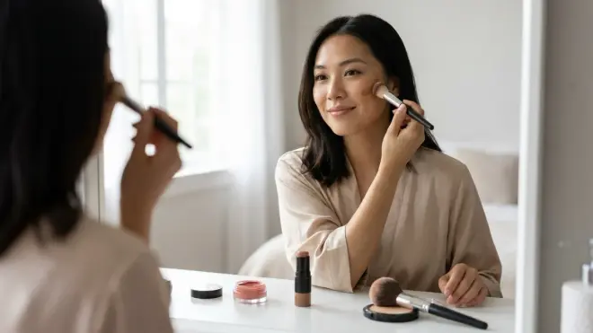 Step 5: Apply Blush and Contour Using the Cream-Then-Powder Method